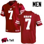 Men's Wisconsin Badgers NCAA #7 Bradrick Shaw Red Authentic Under Armour Big & Tall Stitched College Football Jersey YY31F76DS